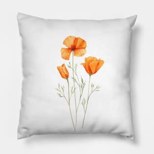 California orange poppies painting Pillow