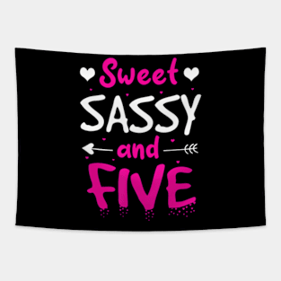 Happy 5Th Birthday Sweet Sassy And Five Girls 5 Years Old Tapestry