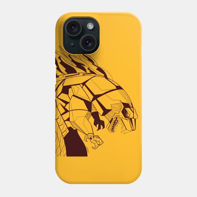 the red mechagodzilla cyborg kaiju in ecopop Phone Case by jorge_lebeau