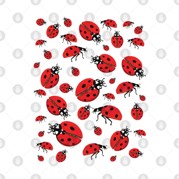 A lot of Ladybugs Lucky Pattern by Julia Doria Illustration