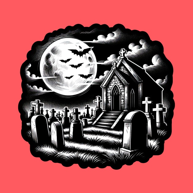horror scene cemetery by Dracoola