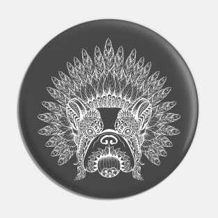 French Bulldog in Native US style Pin