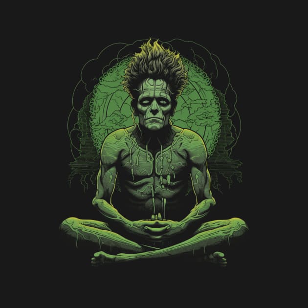 Funny Frankenstein Zen Meditation Halloween by Celebrity Zen