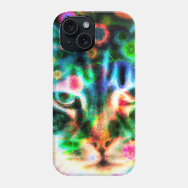 Neon Flower Cat Phone Case by Star Scrunch