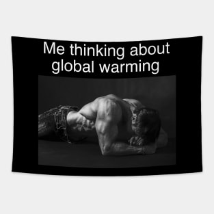 Me Thinking About Global Warming Funny Meme Tapestry