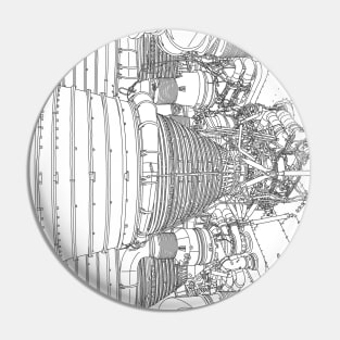 Apollo Rocket Booster - Line Art Pin