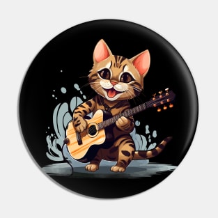 Bengal Cat Playing Guitar Pin