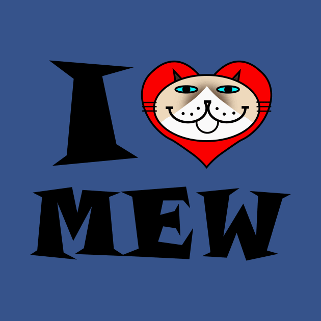 I HEART Cat - Siamese with White Cat by RawSunArt