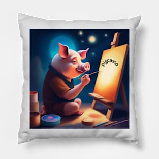 pigcasso legendary pig painter Pillow