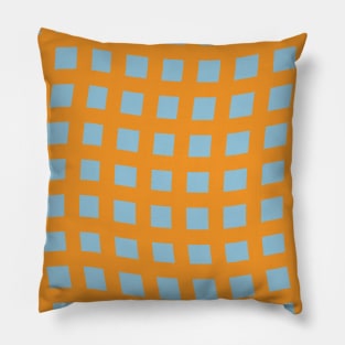 Curvy Grid Pattern (Orange and Blue) Pillow