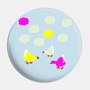 Cute Geese and Clouds Cartoon Pin