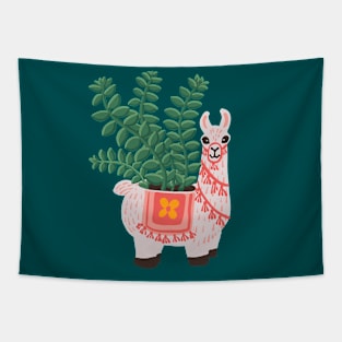 Llama Planter Holding a Succulent Houseplant Tapestry