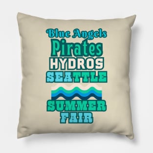 RETRO SUMMER 2023 SEATTLE SEAFAIR FUN. Blue Angels, Hydros, Parades, Pirates and More! Pillow