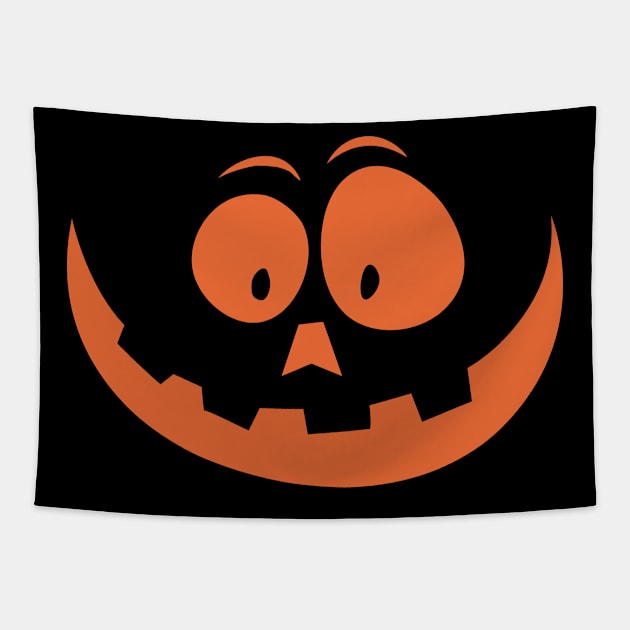 Pumpkin Face Halloween Tapestry by trendybestgift