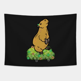 Cute Brown Kawaii Capybara on Back Legs Tapestry