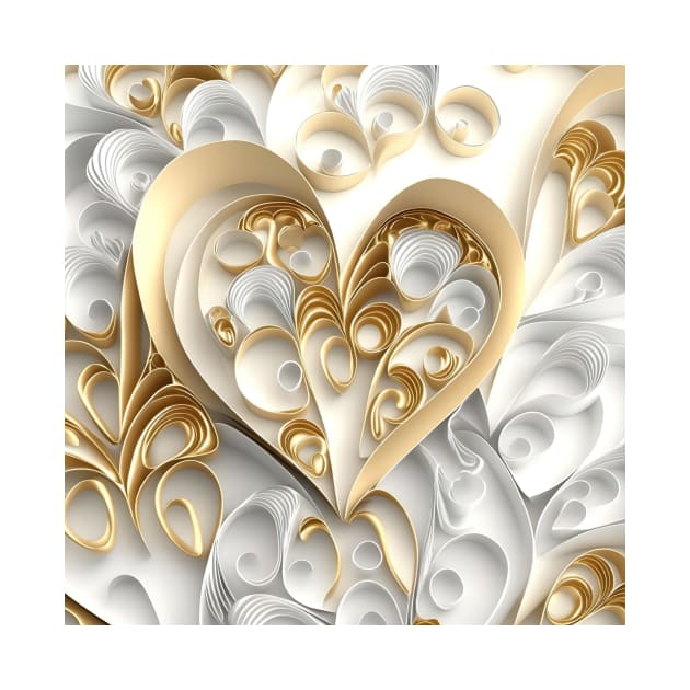 Beautiful pattern of golden and silver valentine hearts by UmagineArts