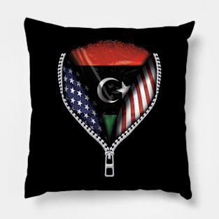 Libyan Flag  Libya Flag American Flag Zip Down - Gift for Libyan From Libya Pillow