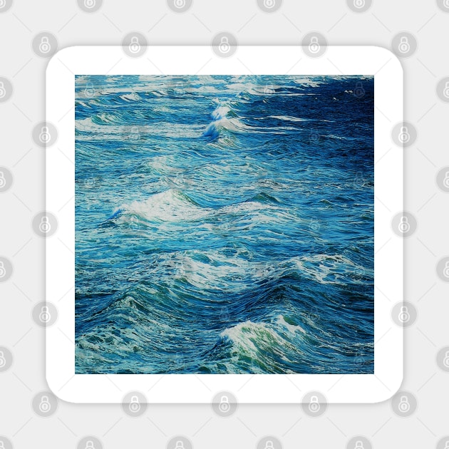 Blue Ocean Waves Rolling on the California Coast Magnet by Star58