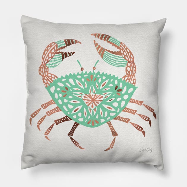 Rose Gold Mint Crab Pillow by CatCoq