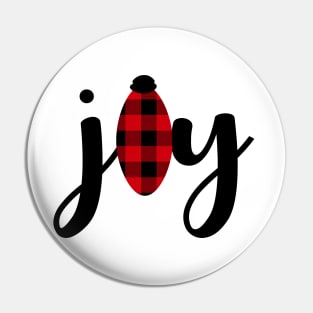 Joy Buffalo Plaid Christmas Holiday Lights Pin