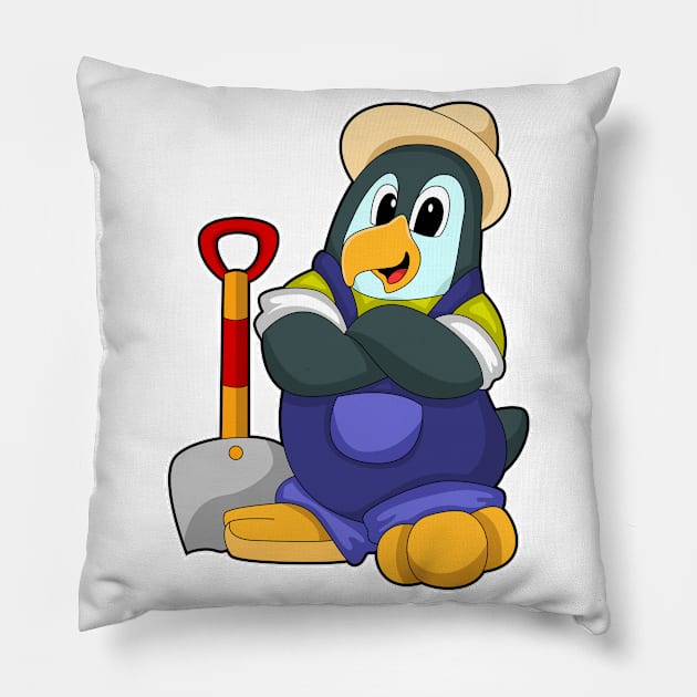 Penguin as Farmer with Shovel Pillow by Markus Schnabel