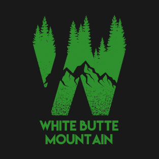 White Butte Mountain Back Print Design T-Shirt