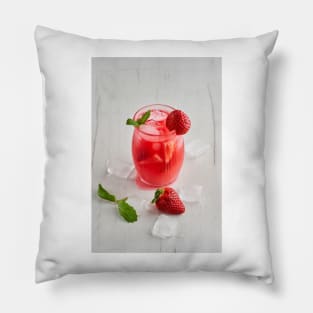 Strawberry cocktail with ice and fruits Pillow