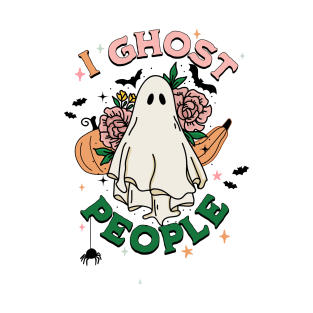 Ghost people funny halloween gift flowers pumpkins bats T-Shirt