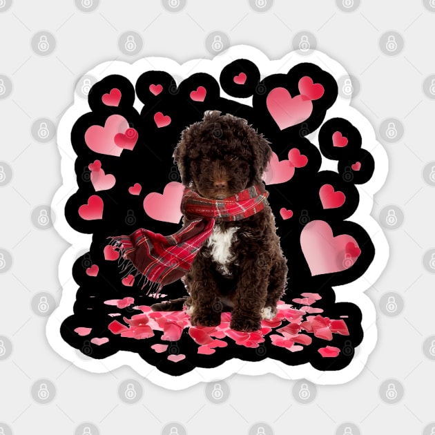 Spanish Water Dog Hearts Love Happy Valentine's Day Magnet by cyberpunk art