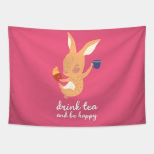 Drink Tea and Be Happy Tapestry