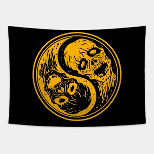 Yellow Undead Yin Yang Zombies Tapestry