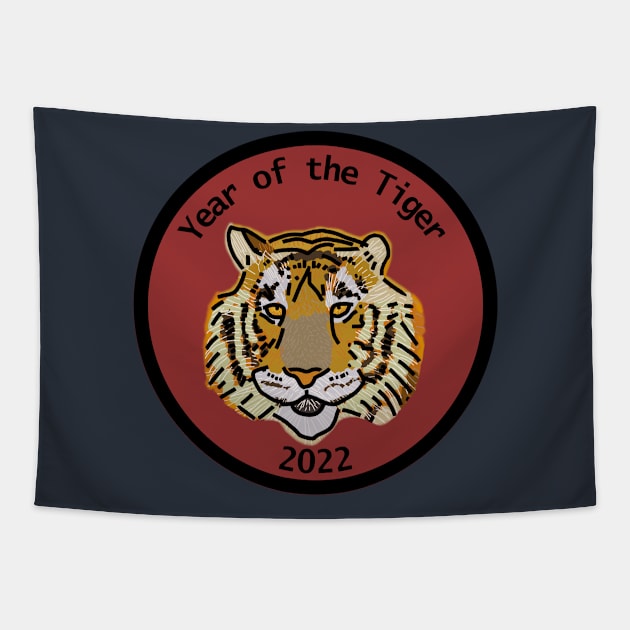 Year of the Tiger 2022 Big Cats Portrait Tapestry by ellenhenryart