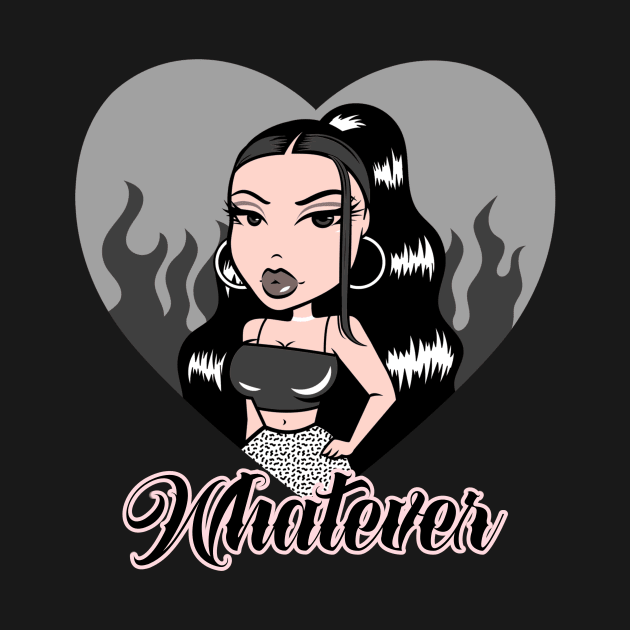 Whatever Girl Doll Light Black v2 Heart by Just In Tee Shirts