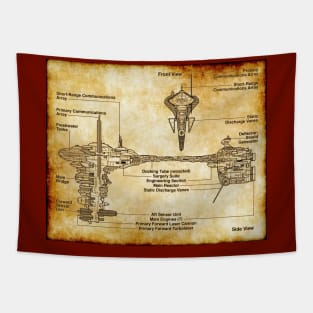 Medical Frigate Parchment Blueprint Tapestry