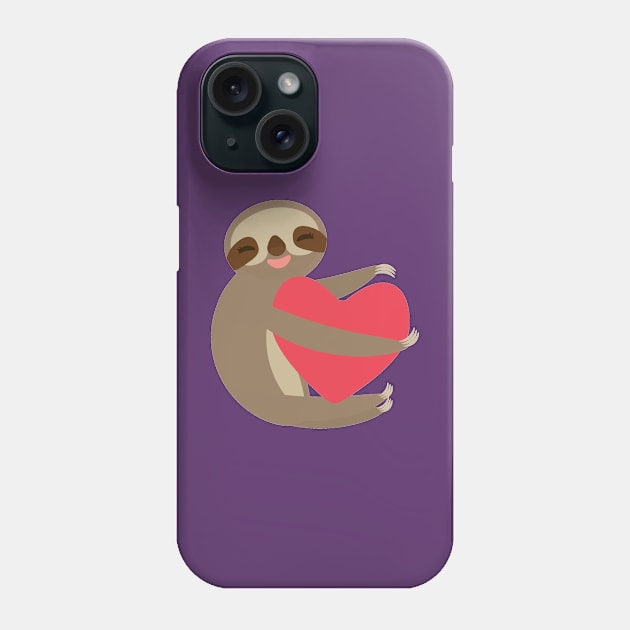 Cute sloth with red heart 2 Phone Case by EkaterinaP