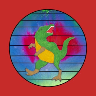 T-Rex in an Abstract Colorful Circle with Lines T-Shirt