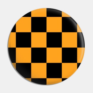 Checkered Square Seamless Pattern - Black & Orange Pin