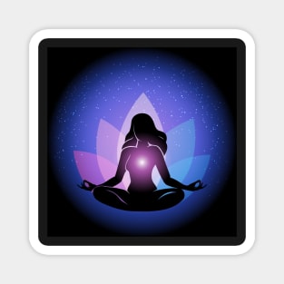 Silhouette of Woman in yoga lotus Pose Magnet