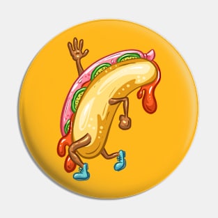 Weenie Hot Dog Walking Fast Food Pin