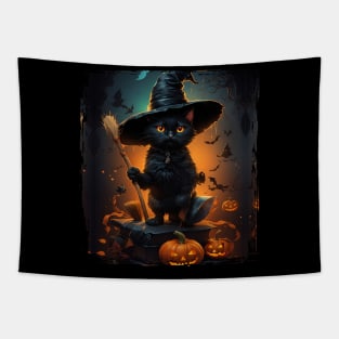 Black Cat Halloween Tapestry