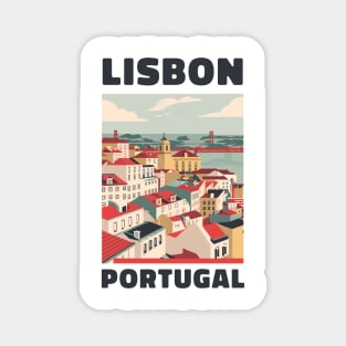 A Vintage Travel Art of Lisbon - Portugal Magnet