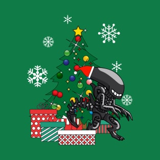 Alien Xenomorph Around The Christmas Tree T-Shirt