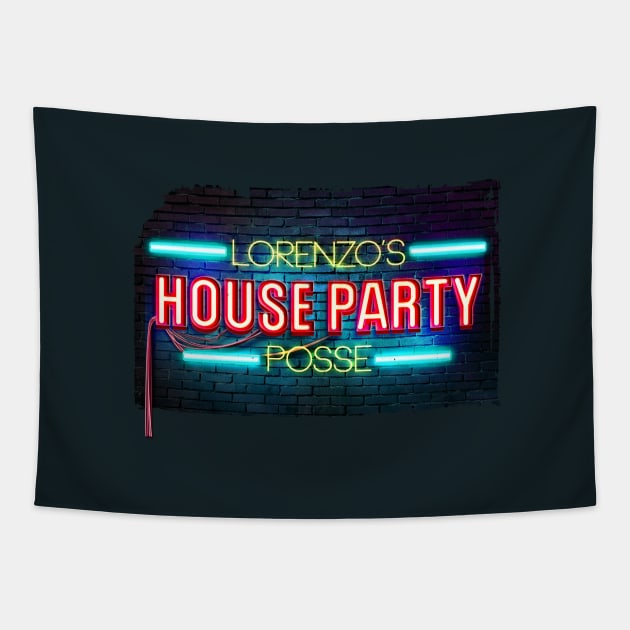 Lorenzo's House Party Neon Letters Tapestry by The House Posse