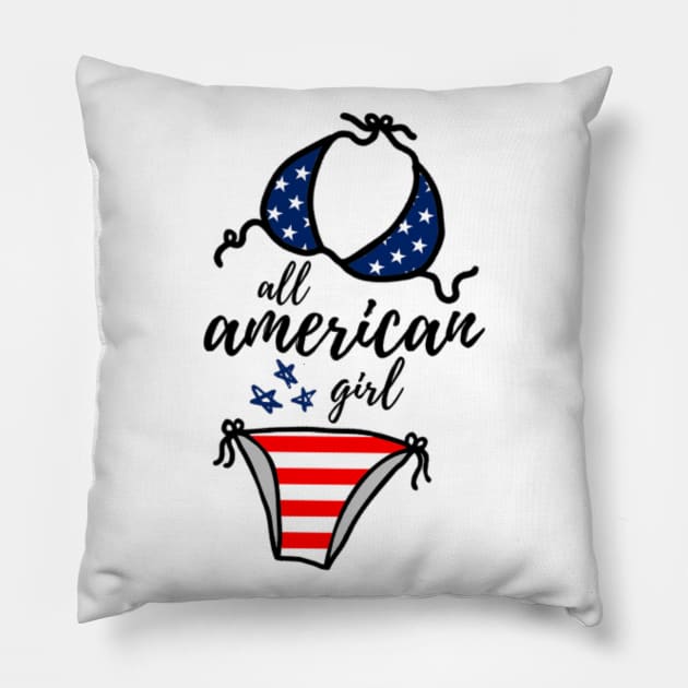 All American Girl USA Pillow by 9 Turtles Project