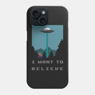 I want to believe - pixelart alien spaceship and cow retro video games Phone Case