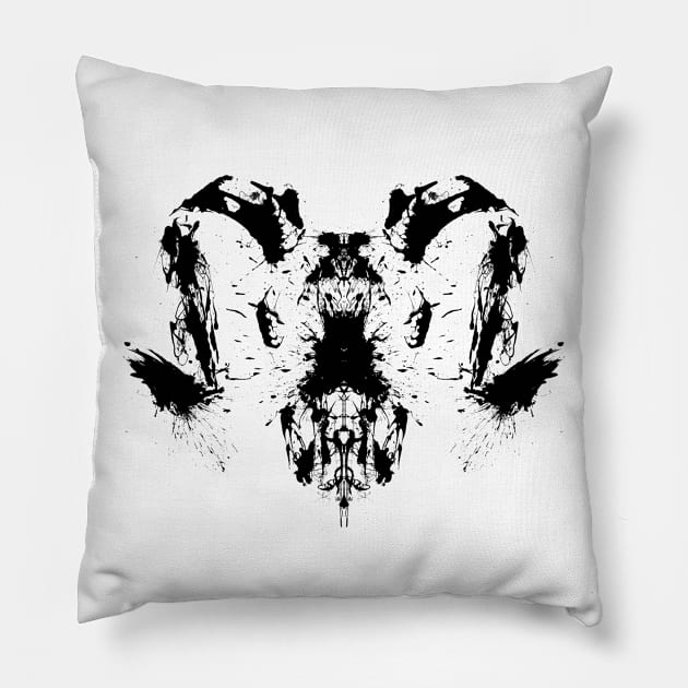 Rorschach Test Ram Skull Pillow by Phil Shelly Creative