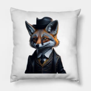 Cute Fox in a suit and top hat Pillow