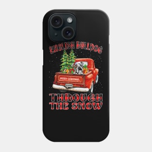 Christmas English Bulldog Through The Snow Dog Santa Truck Tree Phone Case