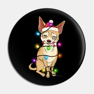 Funny Chihuahua Dog Christmas Lights Pin