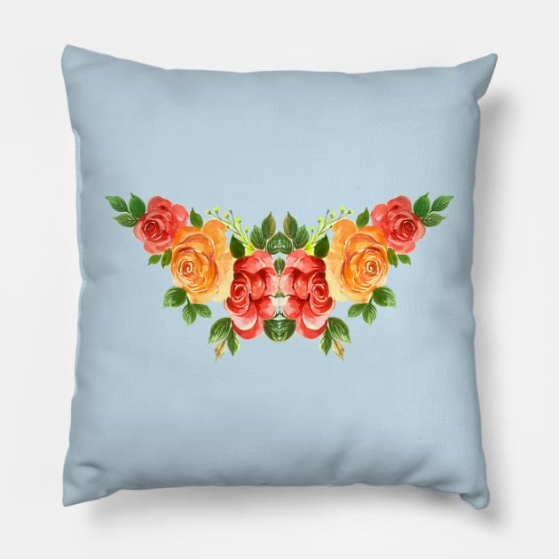 Summer Flowers, Summer floral wreath Pillow by slawers